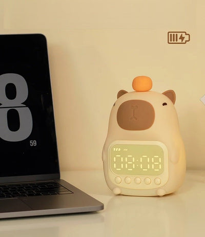 Capybara Night Light With Digital Clock And Adjustable Brightness
