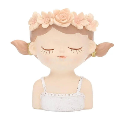 Girl Head Planter Resin Vase For Succulents Artistic Indoor Decor Pot