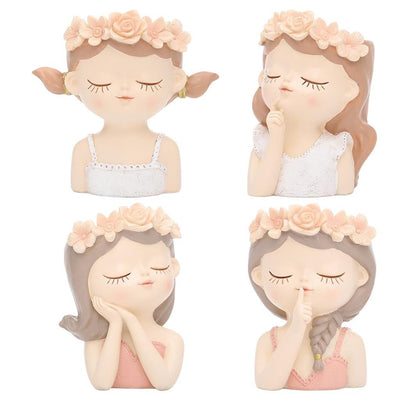 Girl Head Planter Resin Vase For Succulents Artistic Indoor Decor Pot