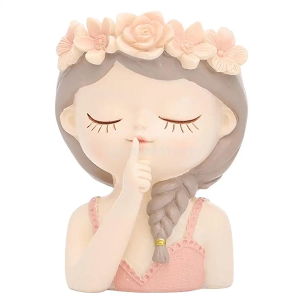 Girl Head Planter Resin Vase For Succulents Artistic Indoor Decor Pot