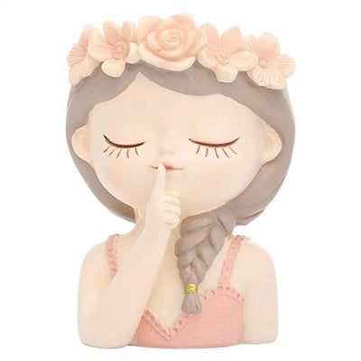 Girl Head Planter Resin Vase For Succulents Artistic Indoor Decor Pot