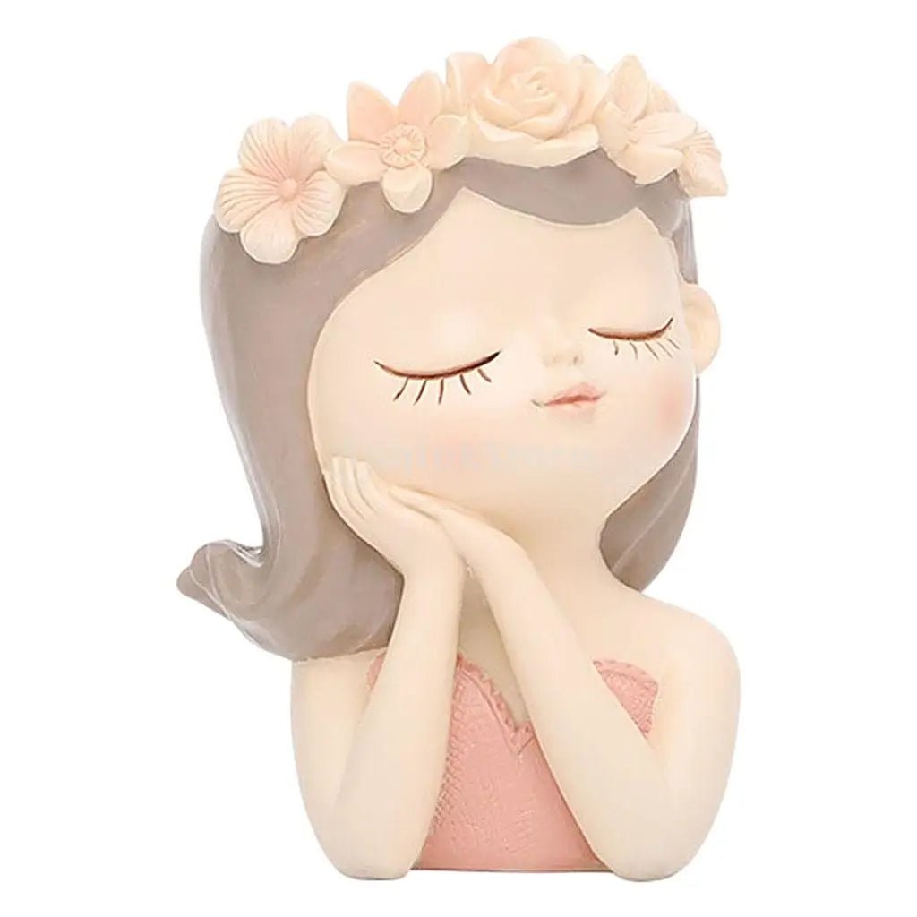 Girl Head Planter Resin Vase For Succulents Artistic Indoor Decor Pot