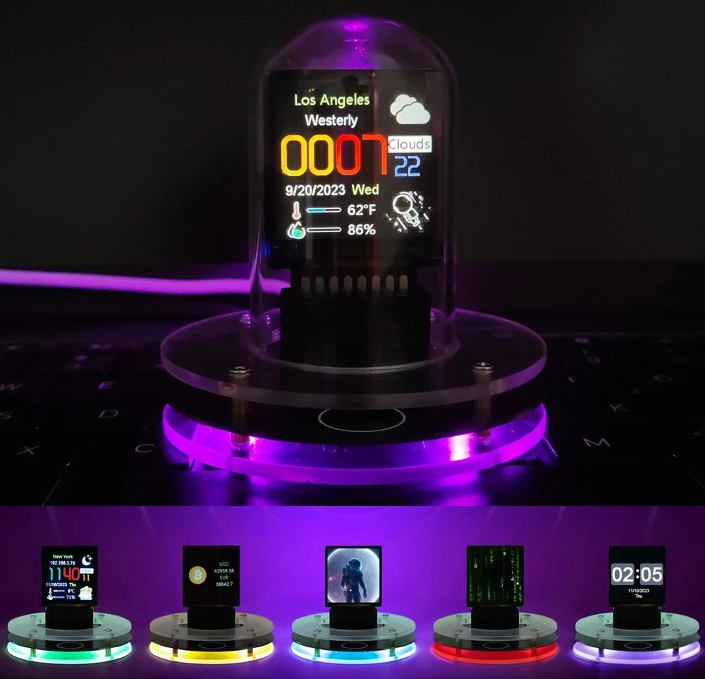 Cyberpunk Nixie Tube Clock WiFi Digital Display Custom Glow