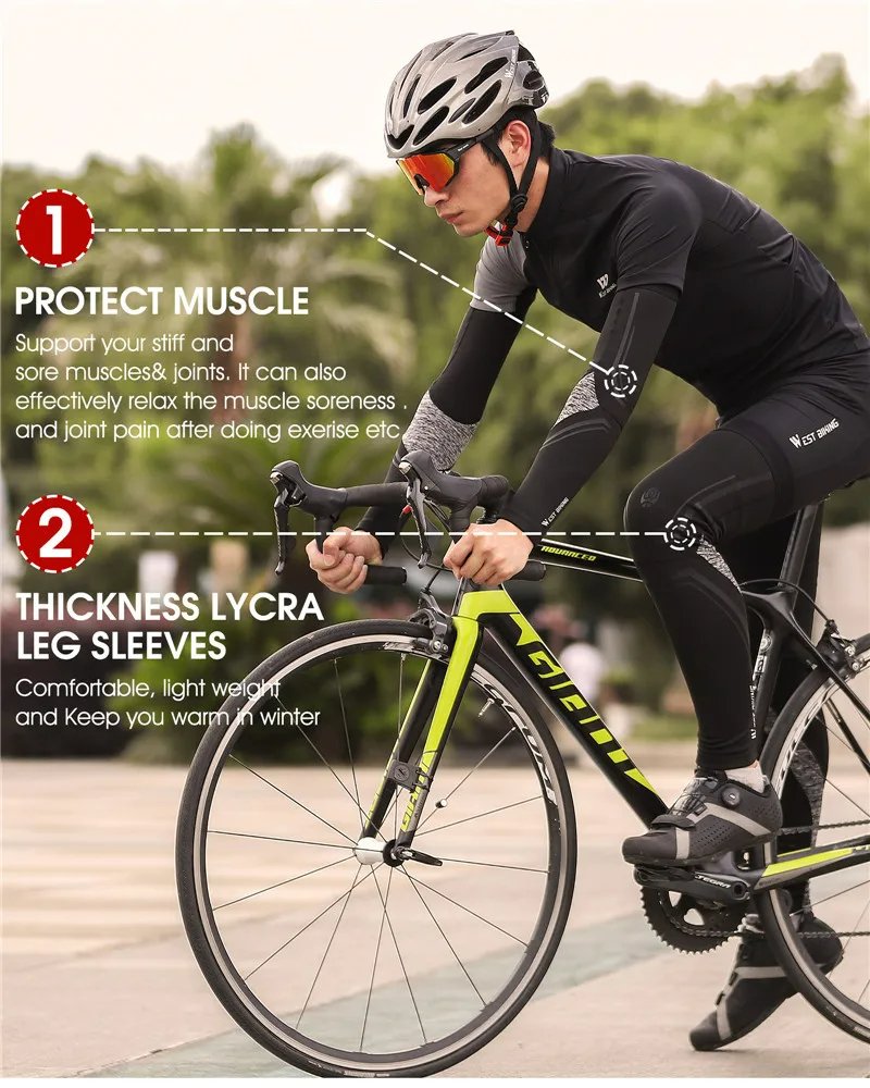 Reflective Cycling Arm Sleeves And Leg Warmers For Winter Warmth
