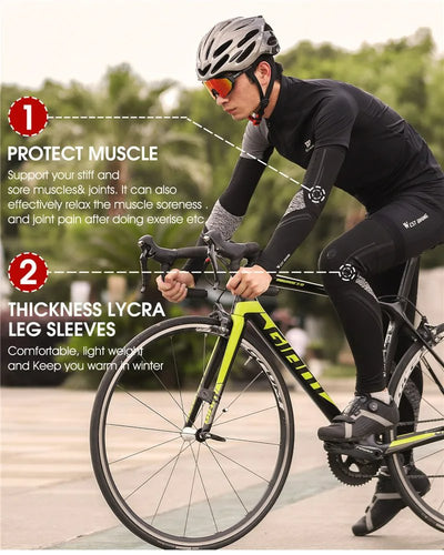 Reflective Cycling Arm Sleeves And Leg Warmers For Winter Warmth