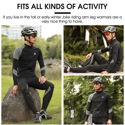Reflective Cycling Arm Sleeves And Leg Warmers For Winter Warmth