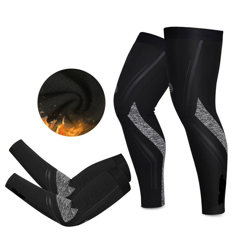 Reflective Cycling Arm Sleeves And Leg Warmers For Winter Warmth