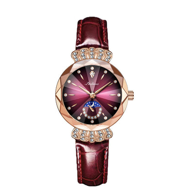 Diamond Moon Star Watch For Women Elegant Stylish Jewelry Timepiece