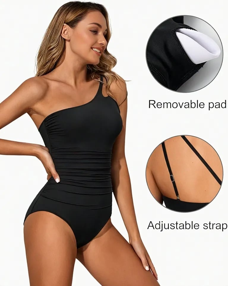 One Shoulder One Piece Swimsuit Stylish Women Beachwear