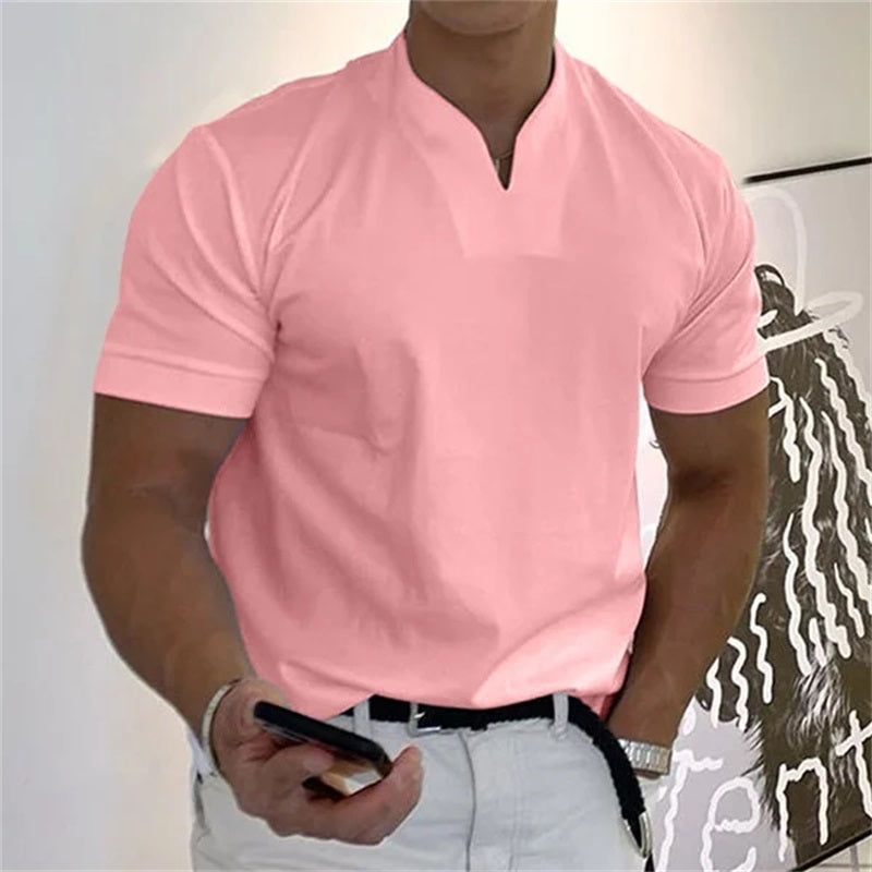 Men's Short Sleeve Fitness T-shirt Business Casual Athletic Tee