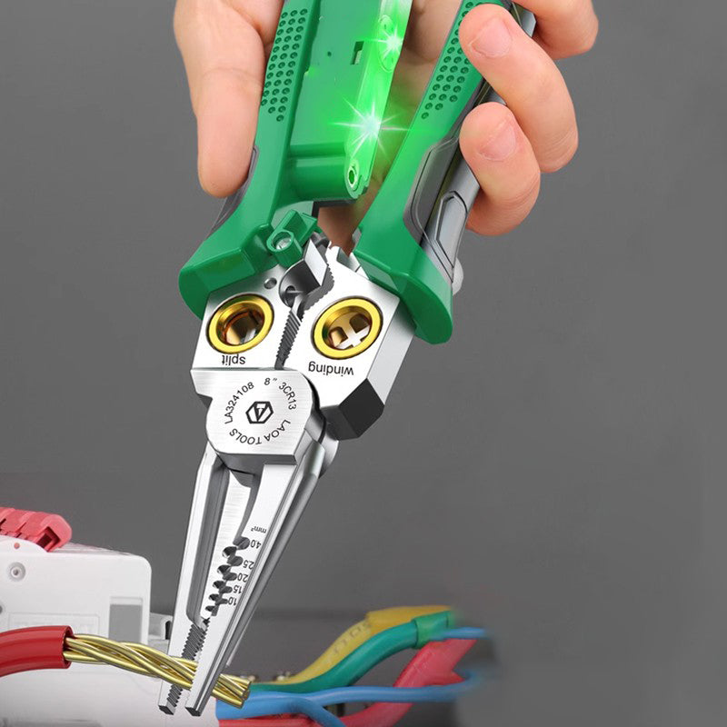 8-in-1 Wire Stripper Scissors With Electrical Testing Function