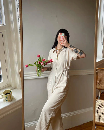 Cropped Utility Jumpsuit Stylish Casual Sleeveless Pocket Design