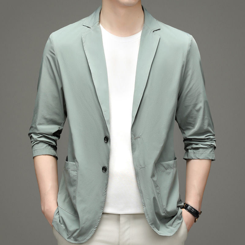 Men's Summer Lightweight Suit Jacket Wrinkle Proof Ice Silk