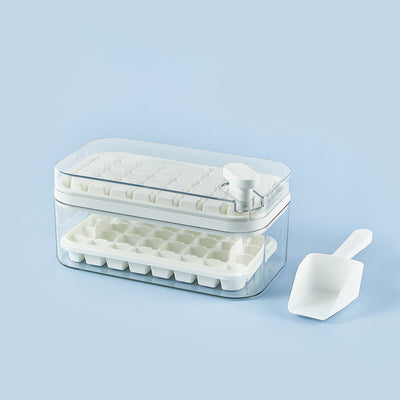 One-button Press Ice Cube Tray With Storage Box And Lid