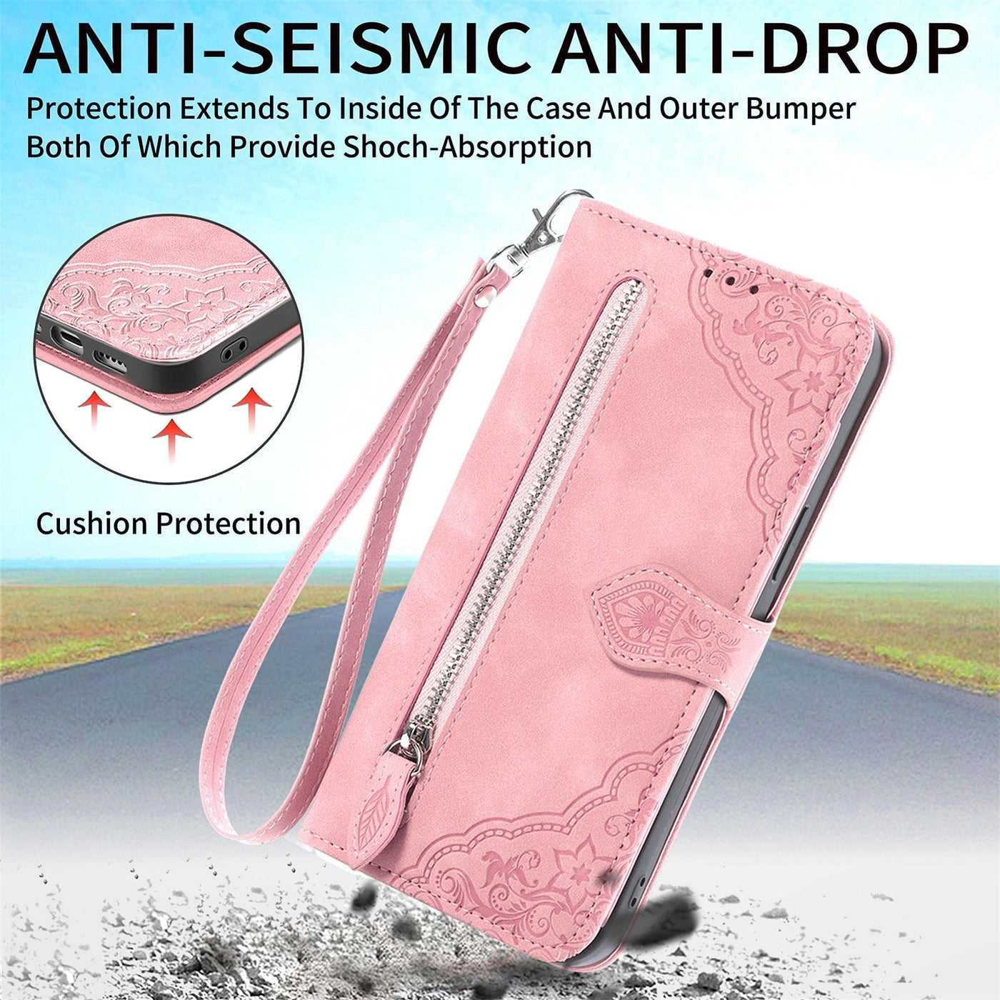 Skin Feel Flip Leather Wallet Phone Case For Protection