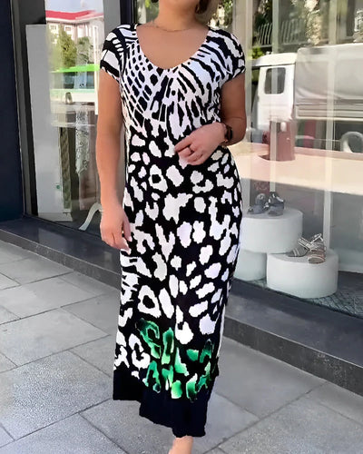Casual Printed Short Sleeve Dress Stylish Comfortable Summer Wear