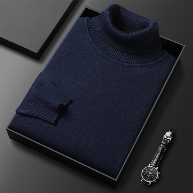Men's Cashmere Turtleneck Sweater Solid Color Soft Warm Knit