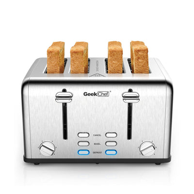 Geek Chef 4 Slice Stainless Steel Toaster Extra-Wide Slots Dual Controls