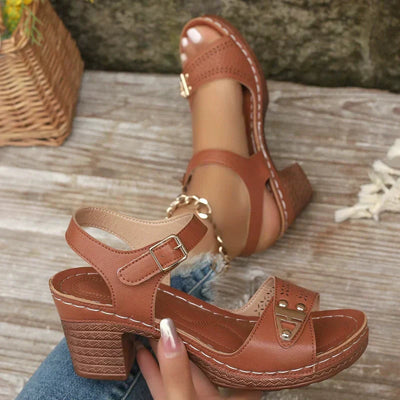 Elegant Women's Block Heel Sandals Stylish Comfortable Design