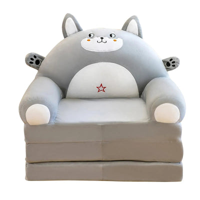Foldable Kids Plush Sofa Chair Cute Cartoon Armchair Cover Only