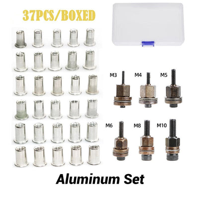 Flat Head Threaded Insert Nuts Set Rivet Fasteners Kit