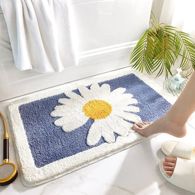 Daisy Microfiber Mat Ultra Soft Absorbent Non Slip Rug For Home