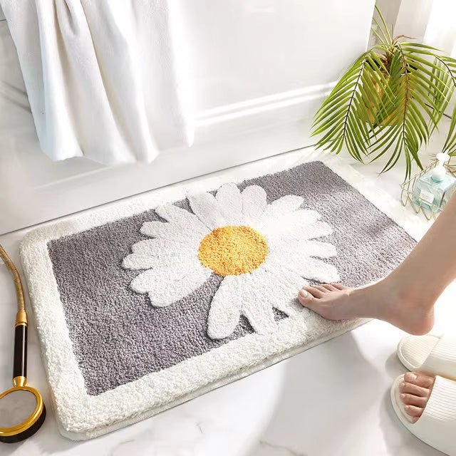 Daisy Microfiber Mat Ultra Soft Absorbent Non Slip Rug For Home