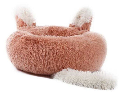 Plush Pet Bed With Cute Ears And Tail For Cats And Dogs