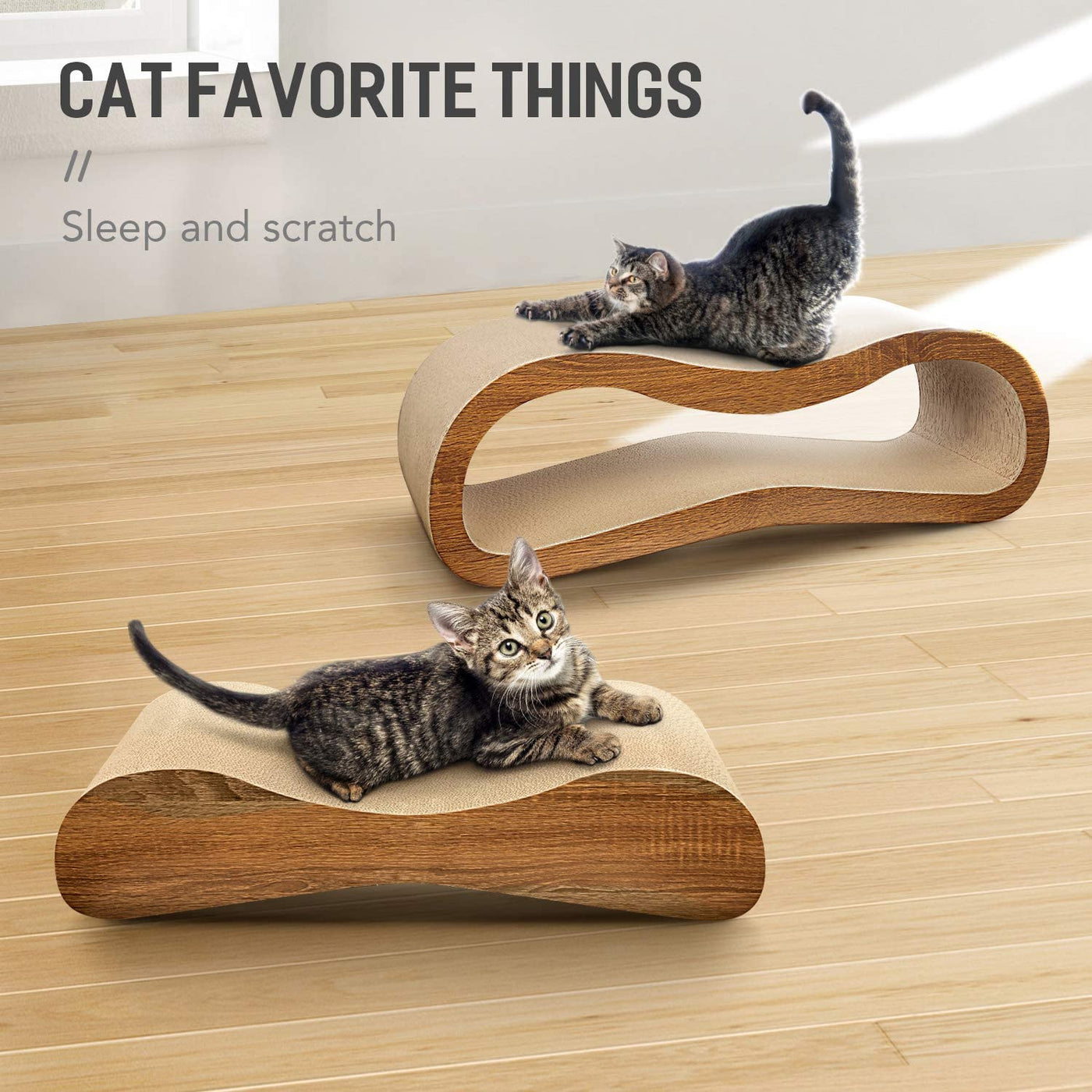2 In 1 Cat Scratcher Cardboard Lounge Play Bed For Cats