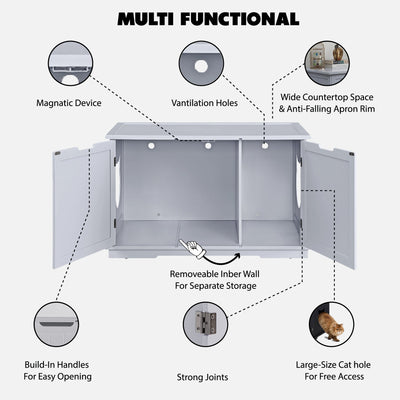 Bench Litter Box Enclosure With Storage And Comfortable Seating