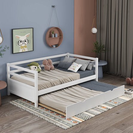 Daybed Trundle Set Twin Size Space Saving Furniture Solution