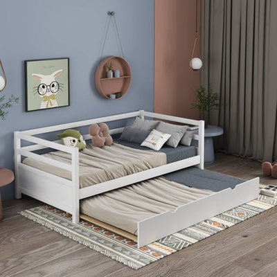 Daybed Trundle Set Twin Size Space Saving Furniture Solution