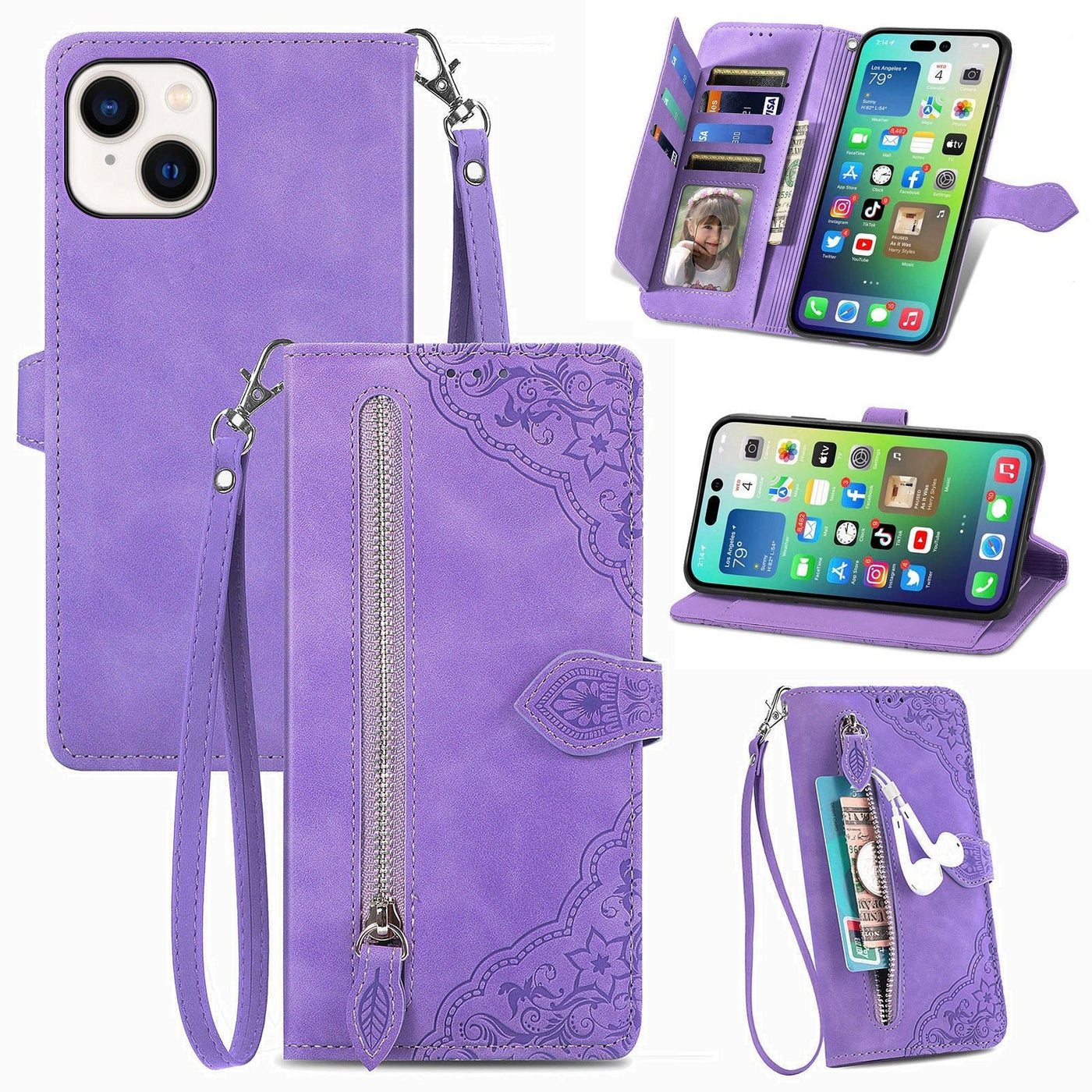 Skin Feel Flip Leather Wallet Phone Case For Protection