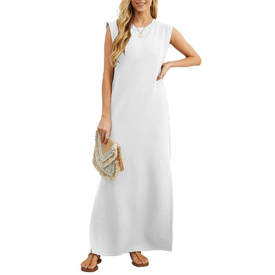 Women Loose Split Hem Long Dress Wrinkle-Free Comfortable Style