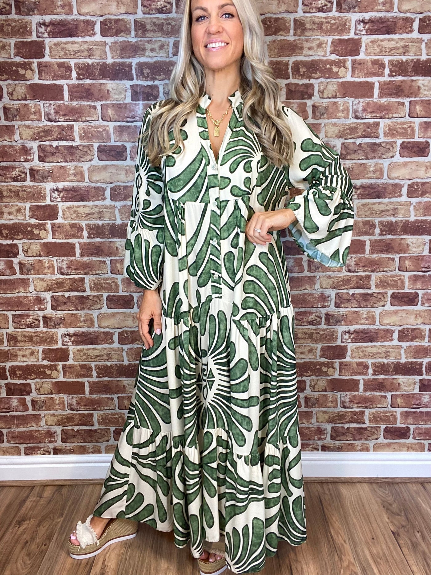 Floral Print Maxi Dress Soft Breathable Bell Sleeve Maxi Dress