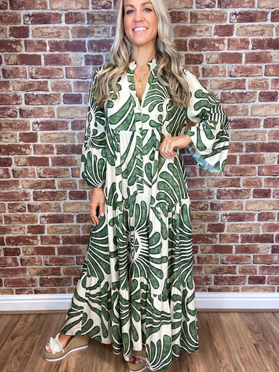 Floral Print Maxi Dress Soft Breathable Bell Sleeve Maxi Dress