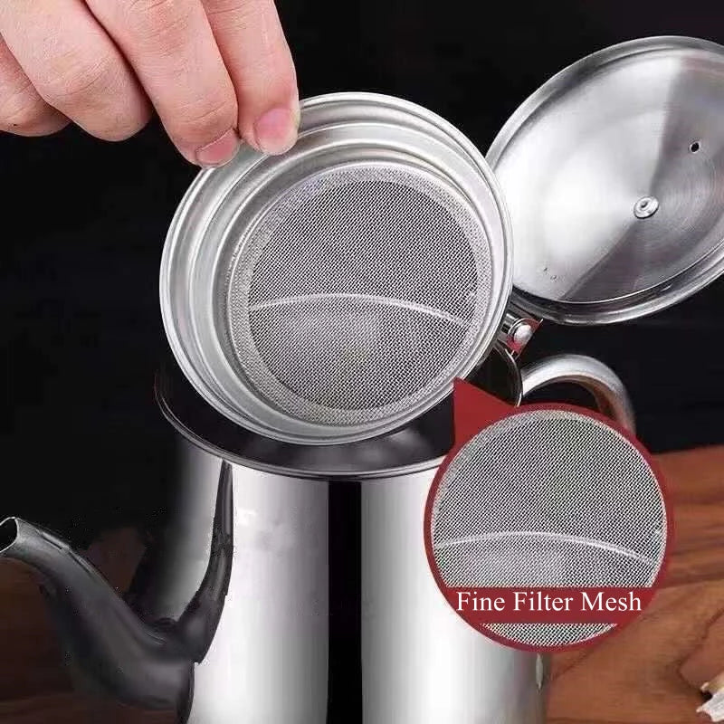 304 Stainless Steel Oil Filter Kettle Large Capacity Kitchen Container