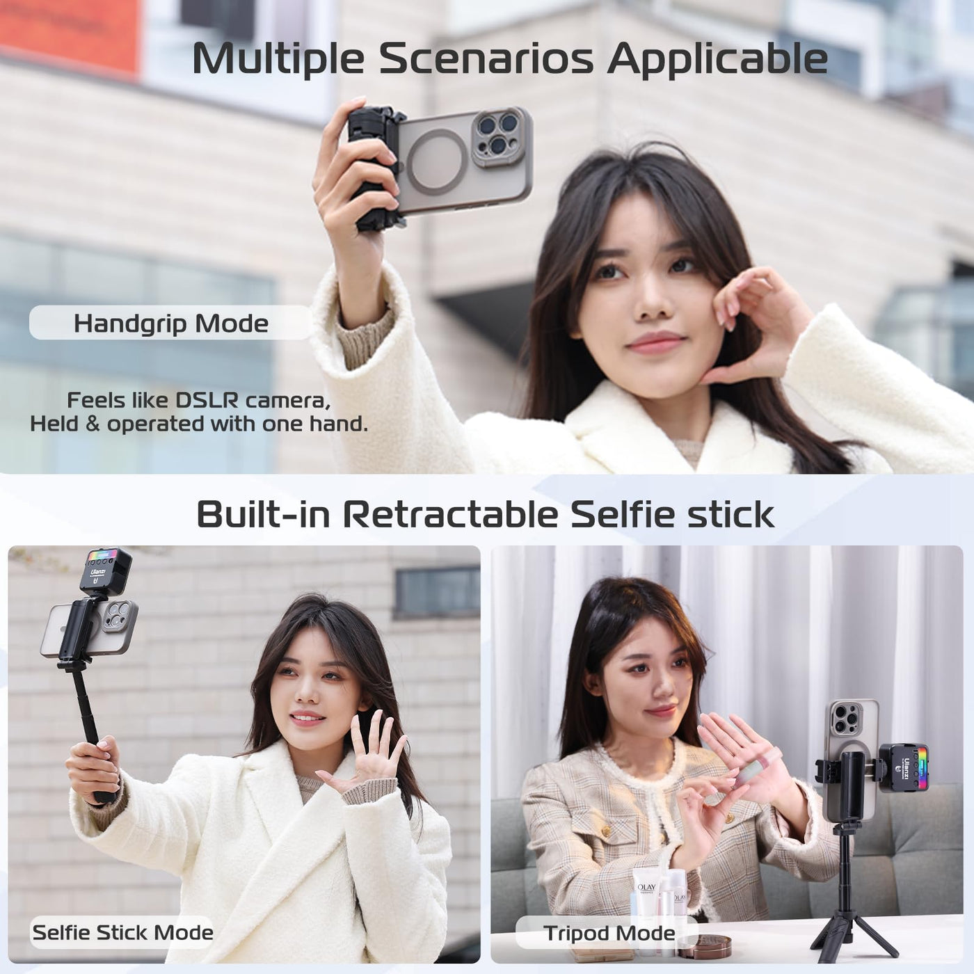 Extendable Grip Phone Tripod With Detachable Remote Pocket Size