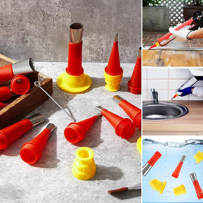 Universal Integrated Caulking Nozzle Tool Kit With Rubber Tips