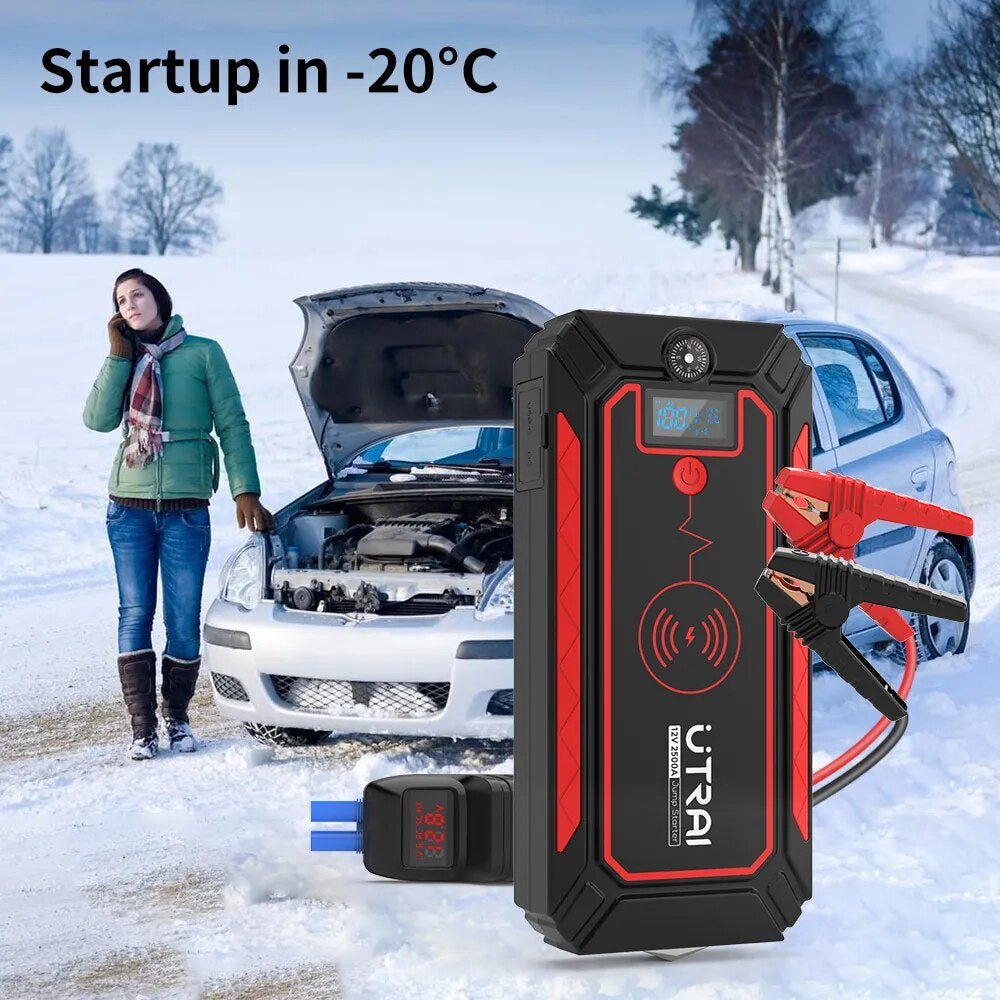 Digital Car Jump Starter With Wireless Charging And LCD Screen Portable Battery