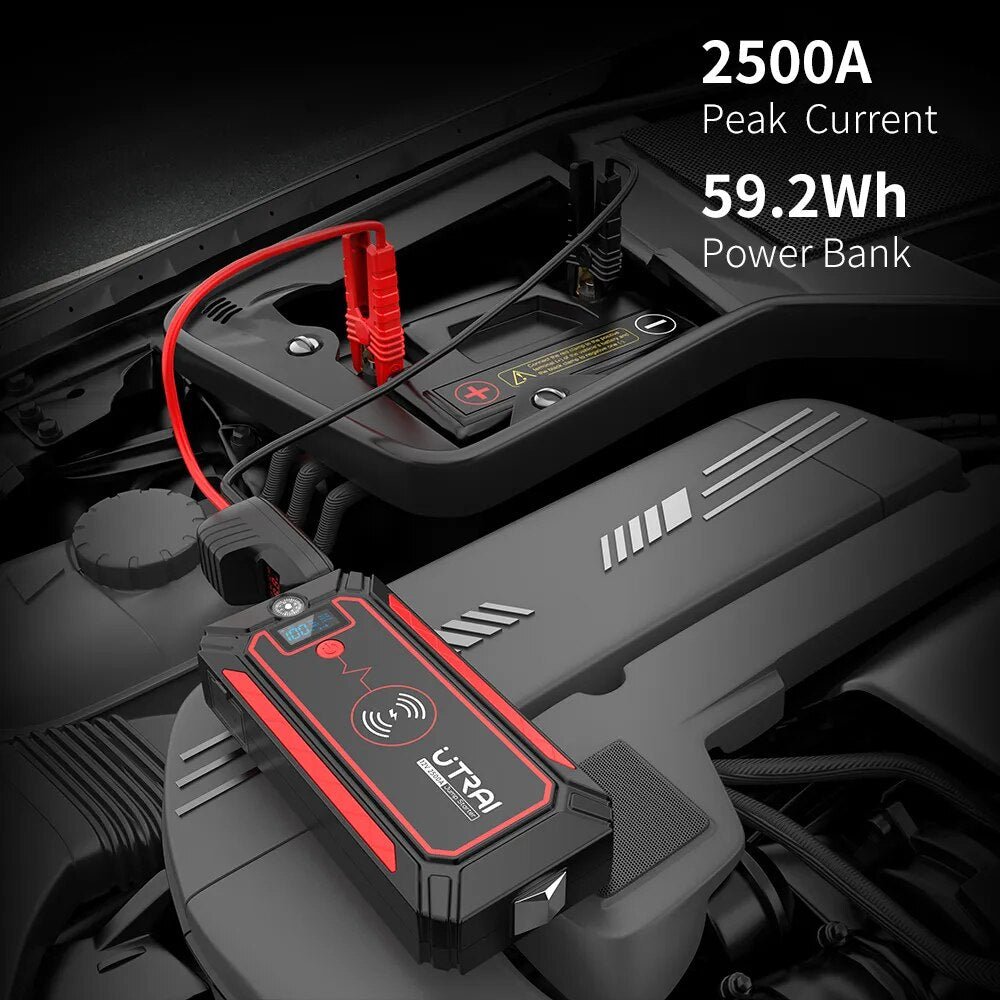 Digital Car Jump Starter With Wireless Charging And LCD Screen Portable Battery