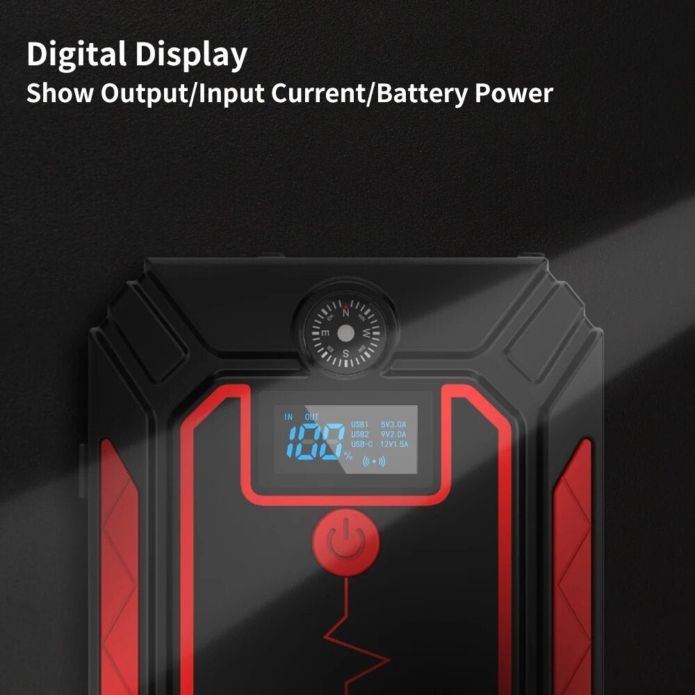 Digital Car Jump Starter With Wireless Charging And LCD Screen Portable Battery