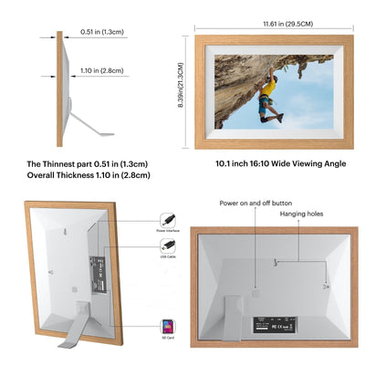 Digital Photo Frame 10.1 Inch Wi-Fi With Frameo App And Wall Mount