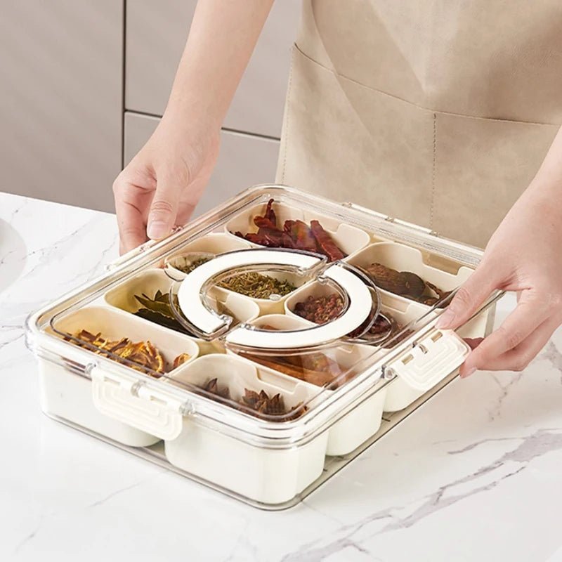 Divided Serving Tray Portable Snack Box With Lid Handle For Fruits