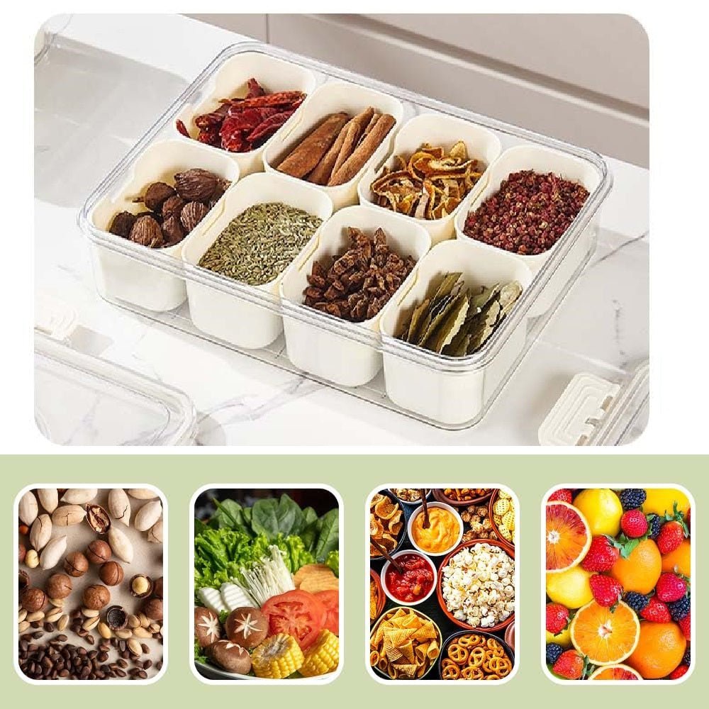 Divided Serving Tray Portable Snack Box With Lid Handle For Fruits