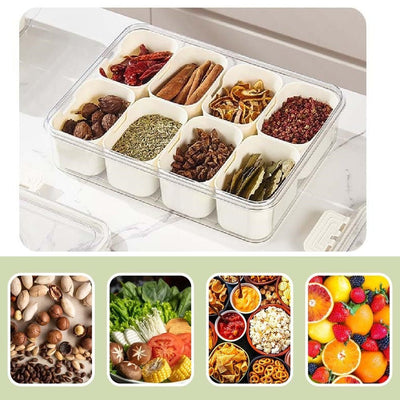 Divided Serving Tray Portable Snack Box With Lid Handle For Fruits