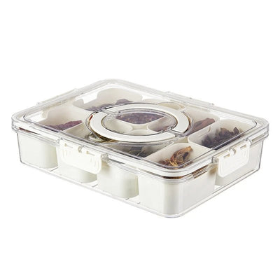 Divided Serving Tray Portable Snack Box With Lid Handle For Fruits