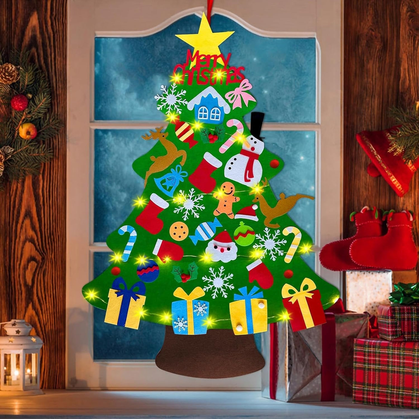 DIY Felt Christmas Tree With Festive Accessories And Decorations