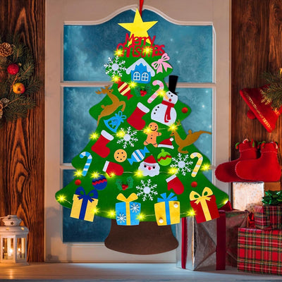 DIY Felt Christmas Tree With Festive Accessories And Decorations