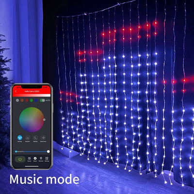 Smart Curtain Lights LED String With APP Remote Control Display